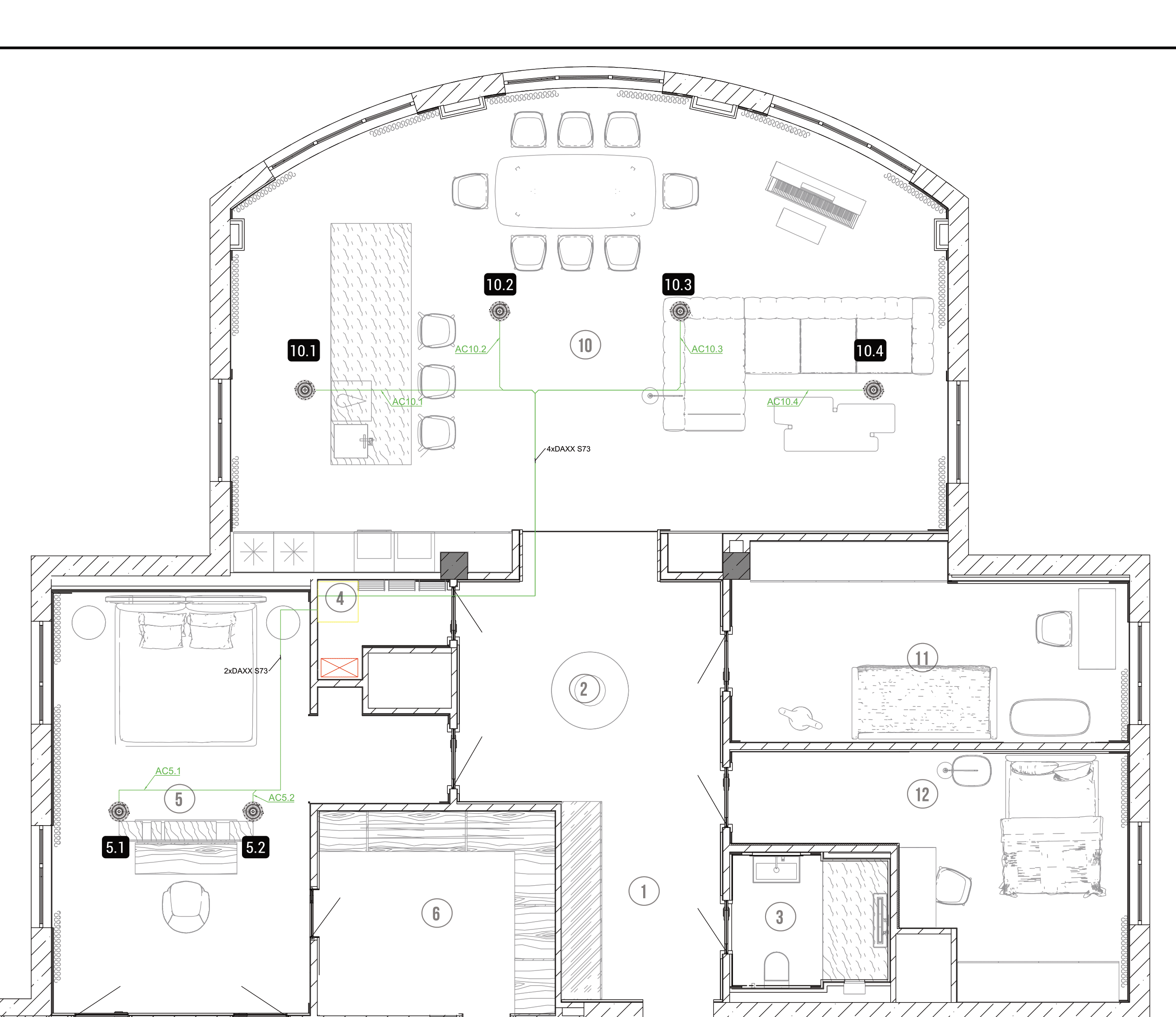 Расстановка потолочных колонок в квартире